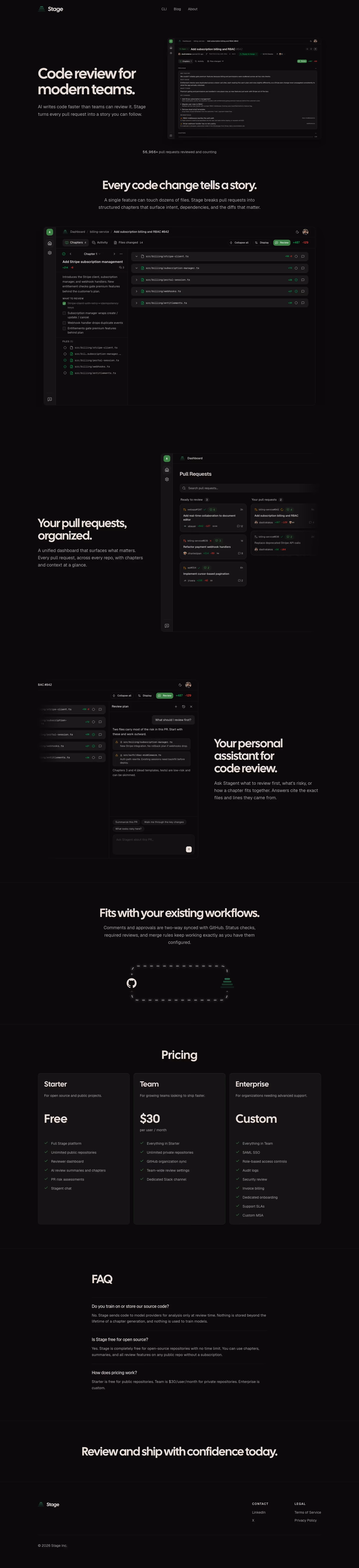 Stagereview landing page design — Developer Tools