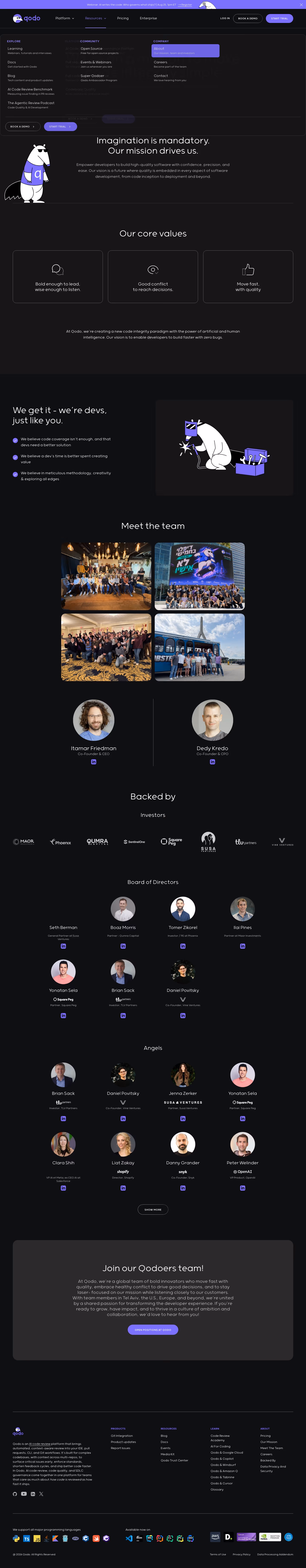 Qodo About Us section design