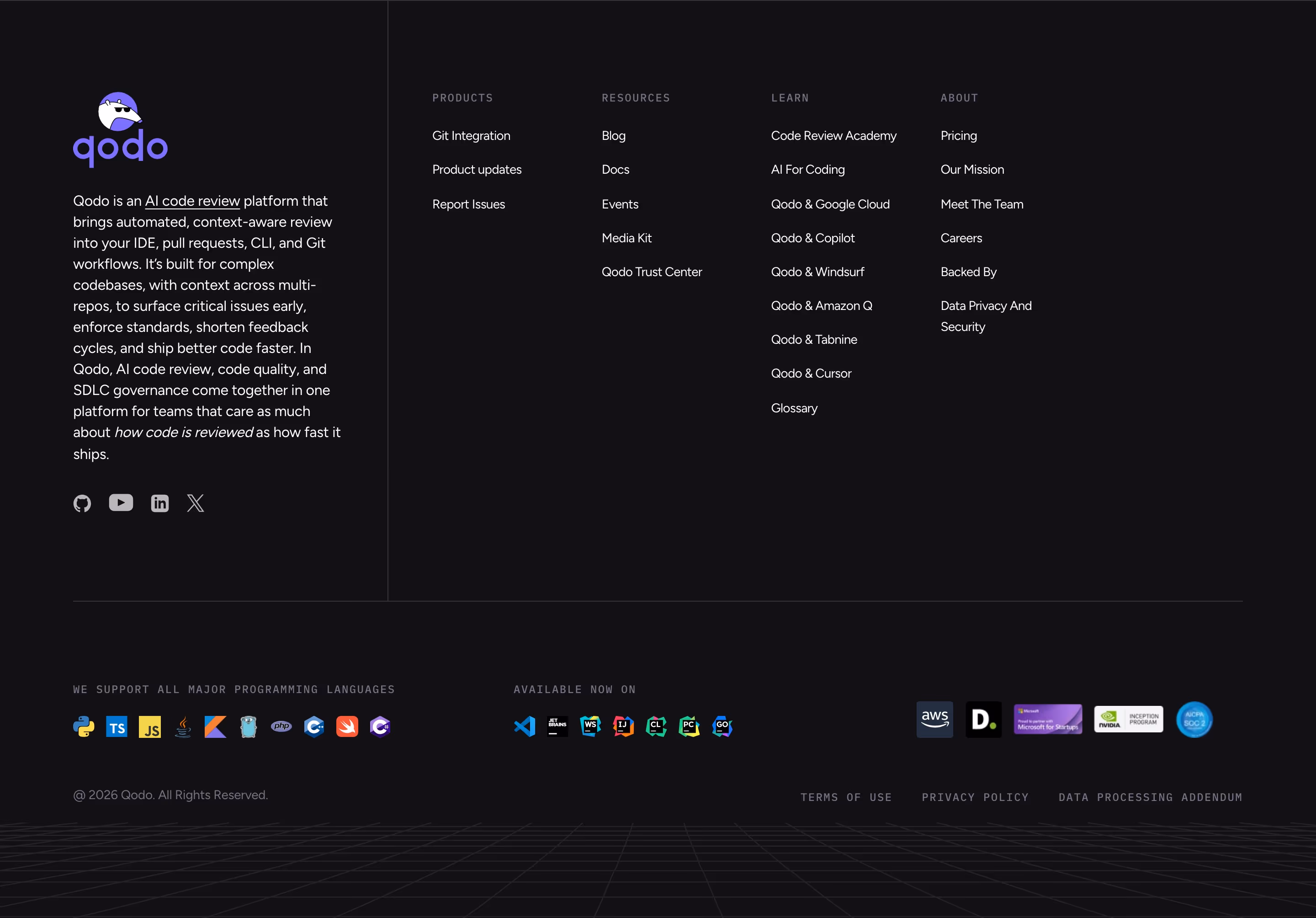 Qodo Footers section design