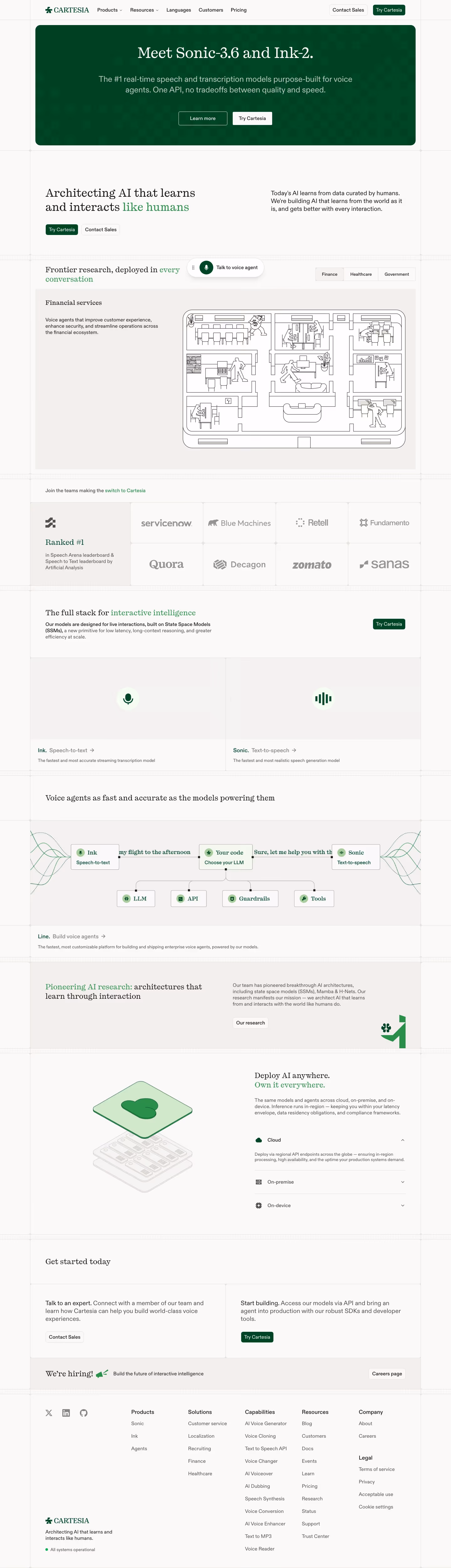 Cartesia landing page design — AI