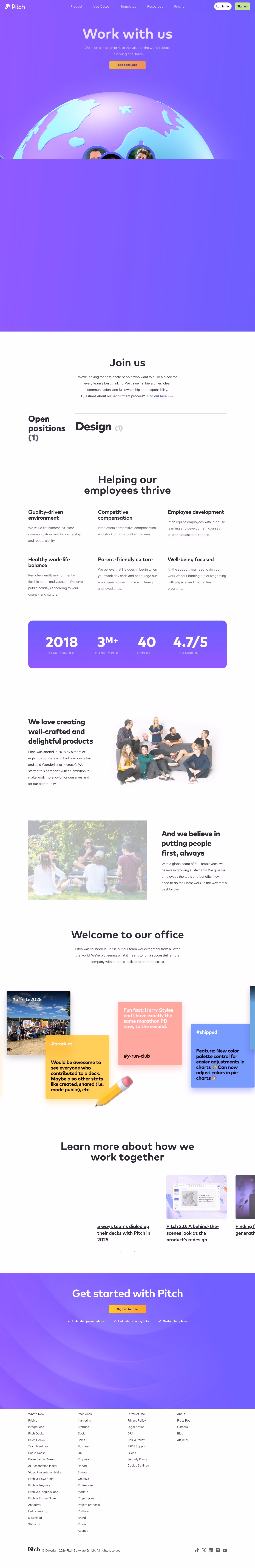 Pitch Careers pages section design