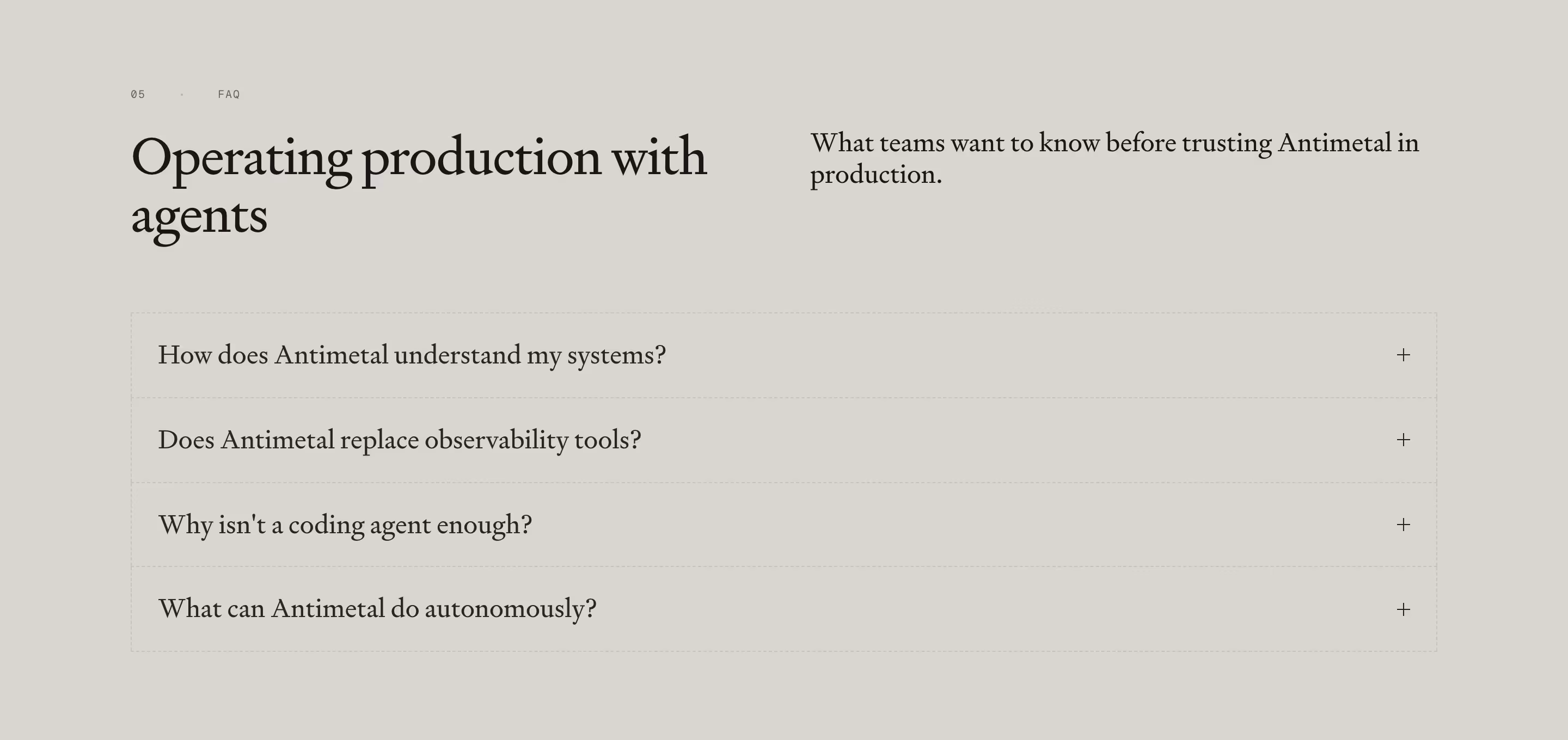 Antimetal faq design — Infrastructure