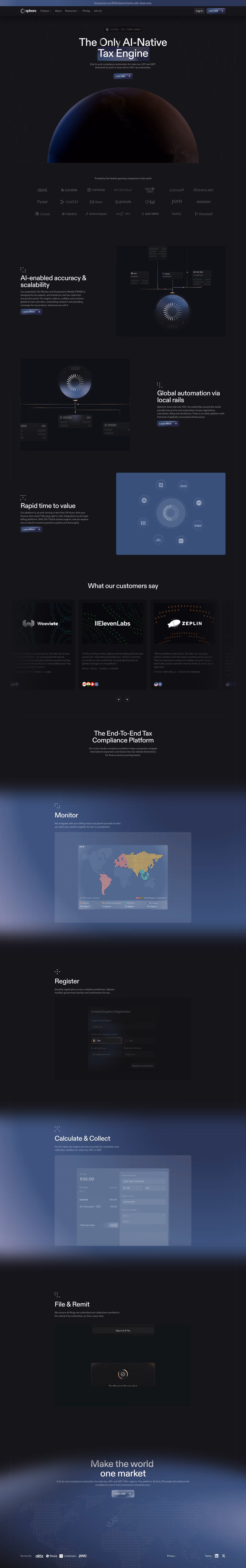 Getsphere landing page design — Finance