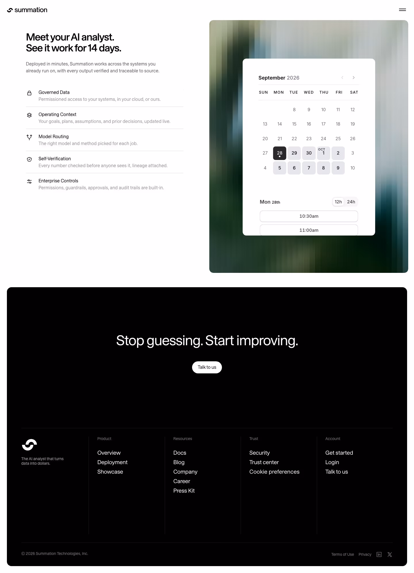 Summation Contact Us section design