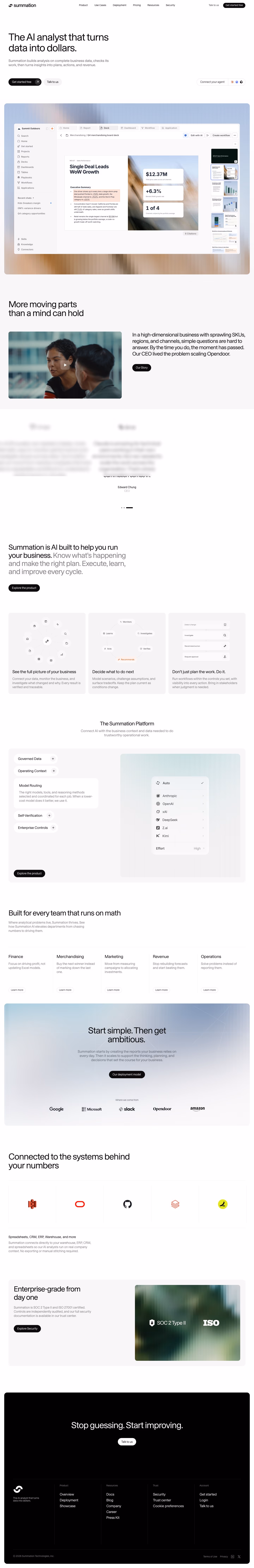 Summation landing page design — Analytics