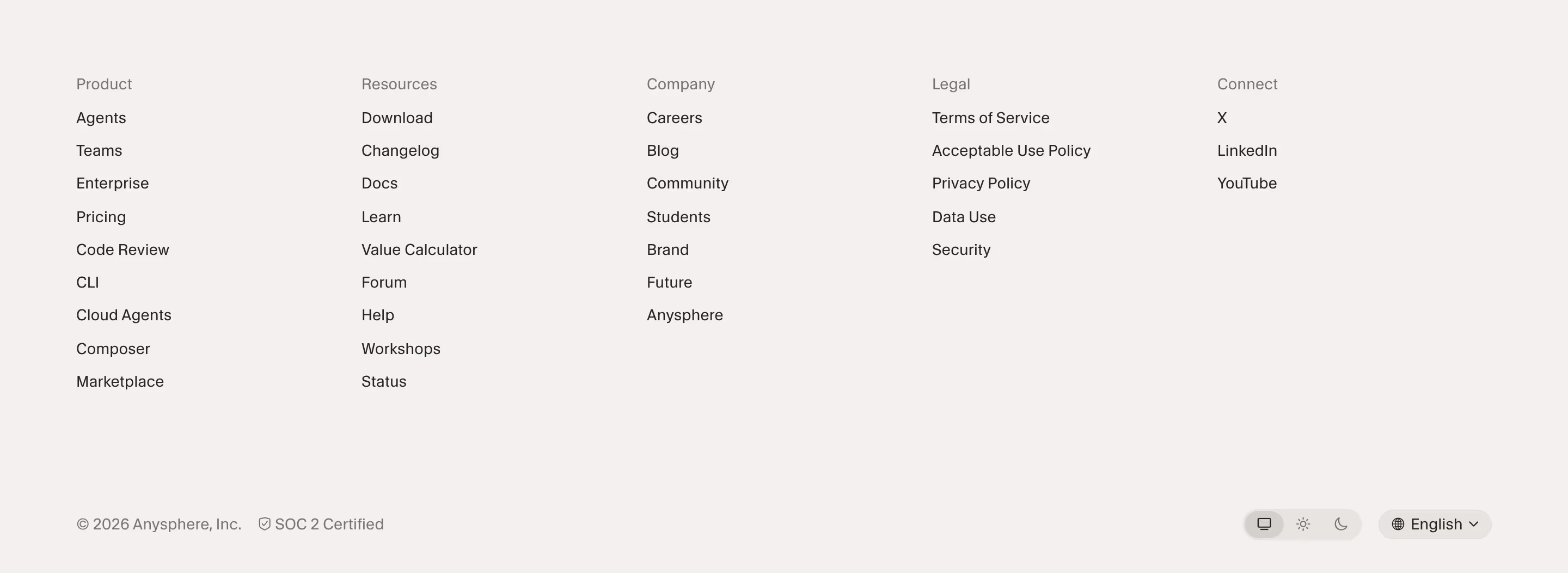 Cursor Footers section design