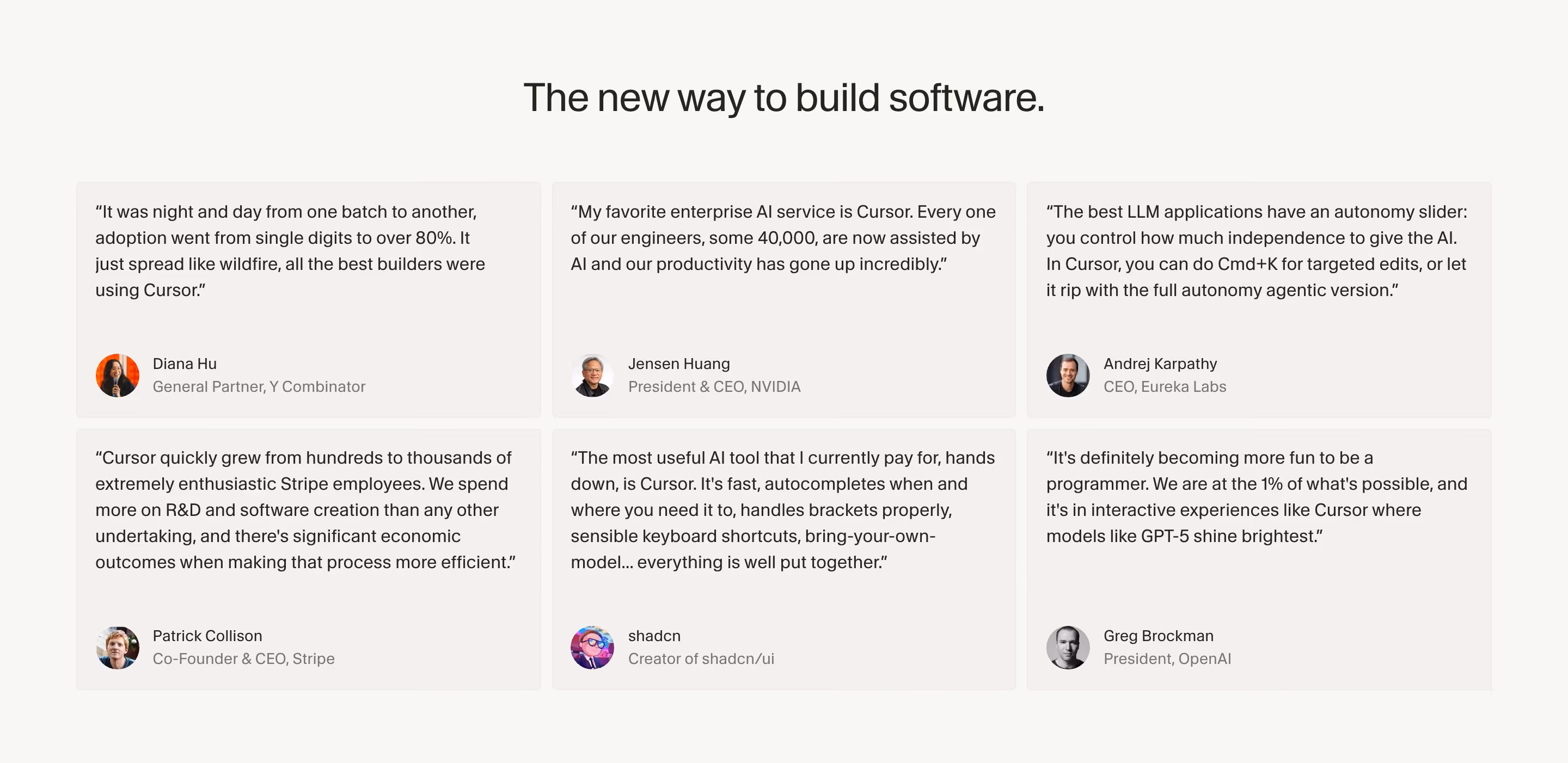 Cursor testimonial design — Developer Tools