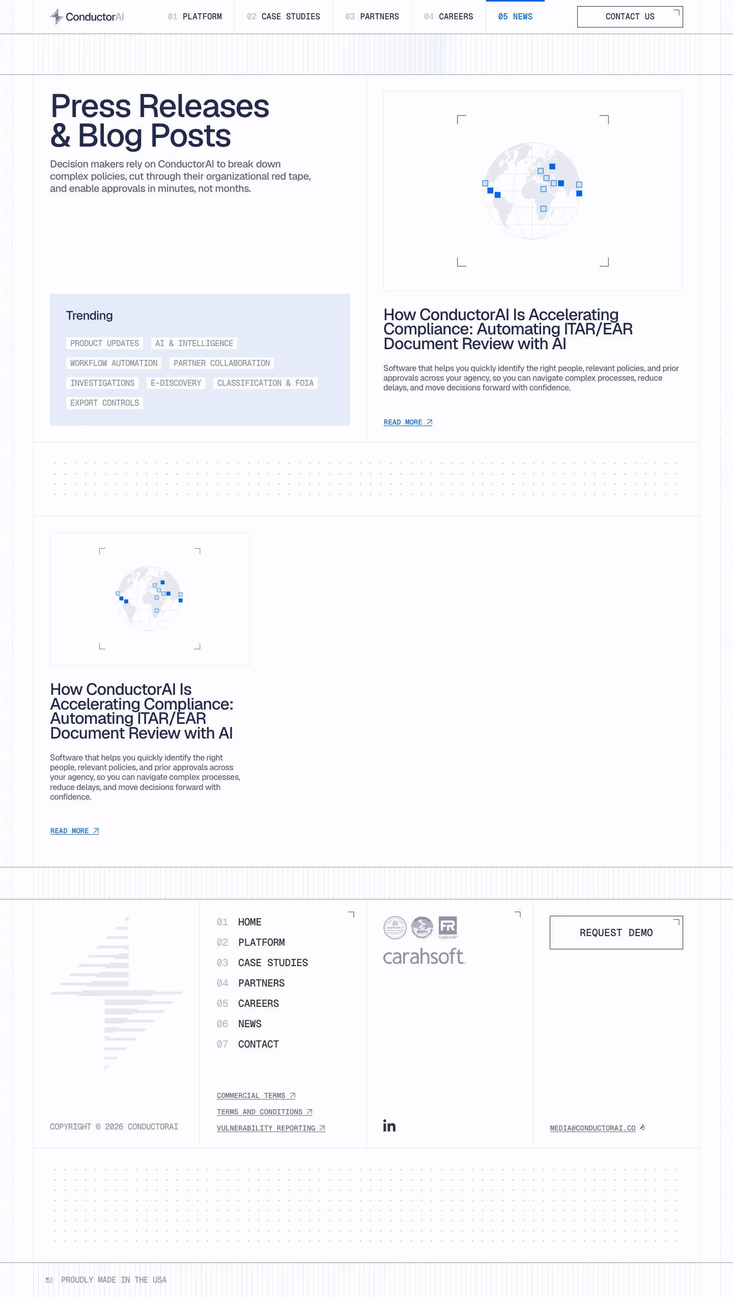 Conductorai Blog pages section design
