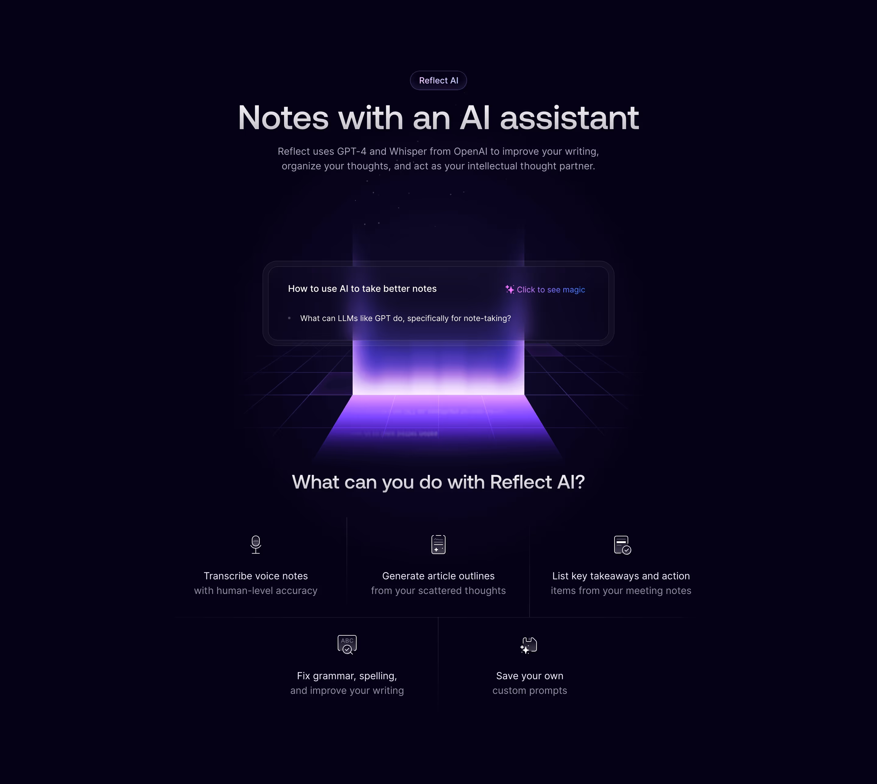 Reflect Features section design