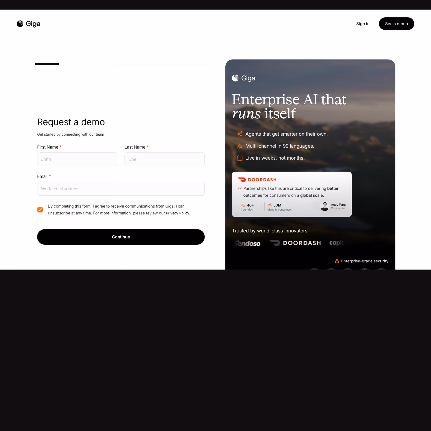 Giga contact us design — Sales & Support