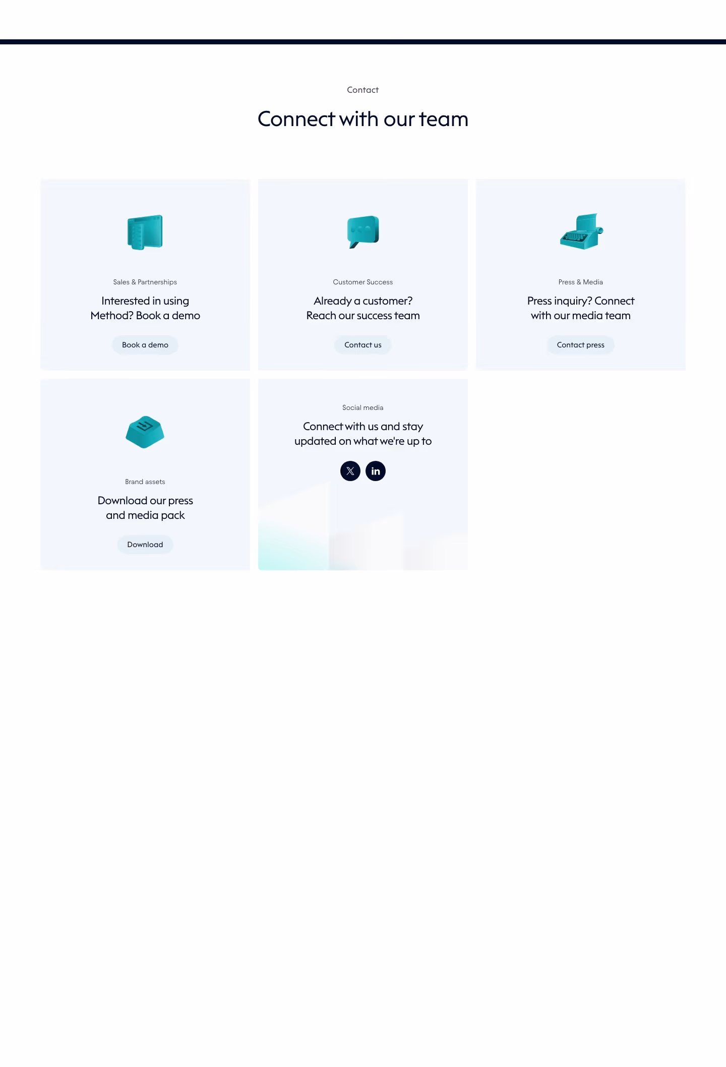 Methodfi Contact Us section design