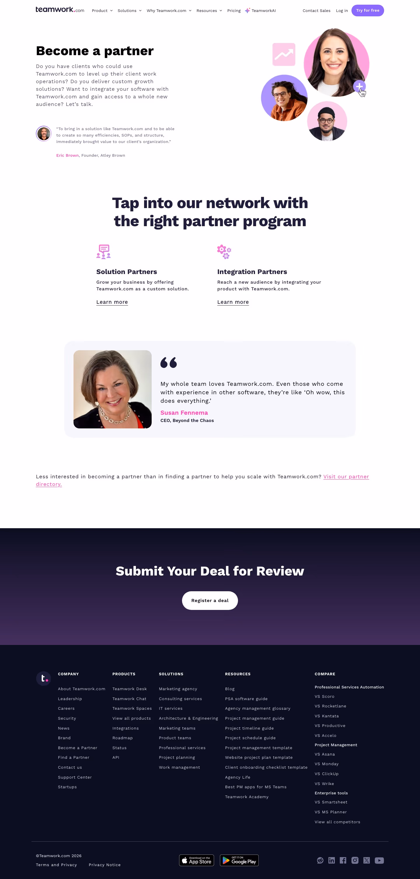 Teamwork affiliate page design — Productivity