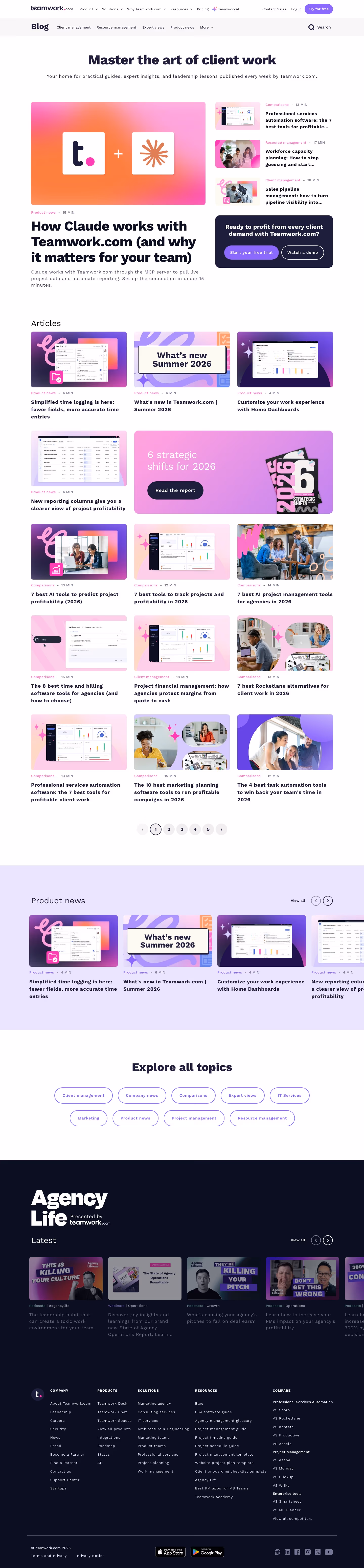 Teamwork Blog pages section design