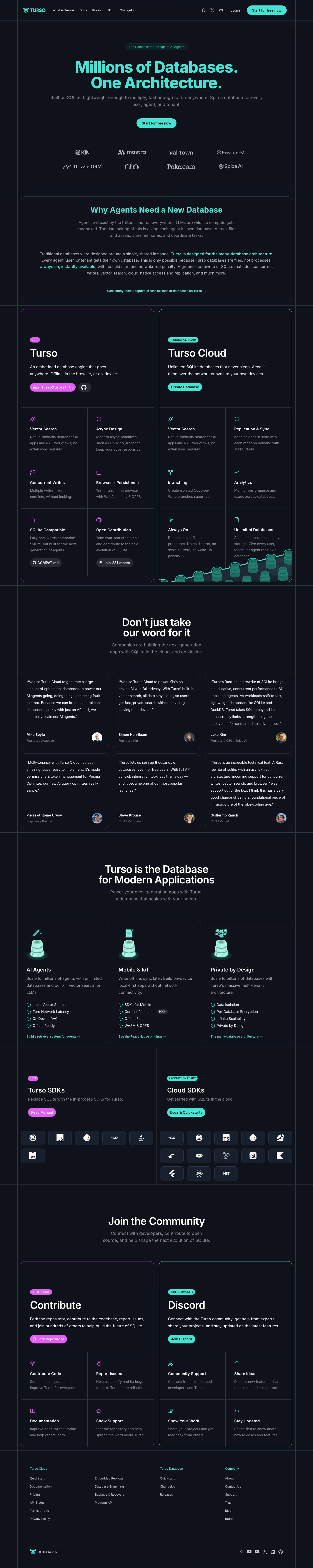 Turso landing page design — Infrastructure