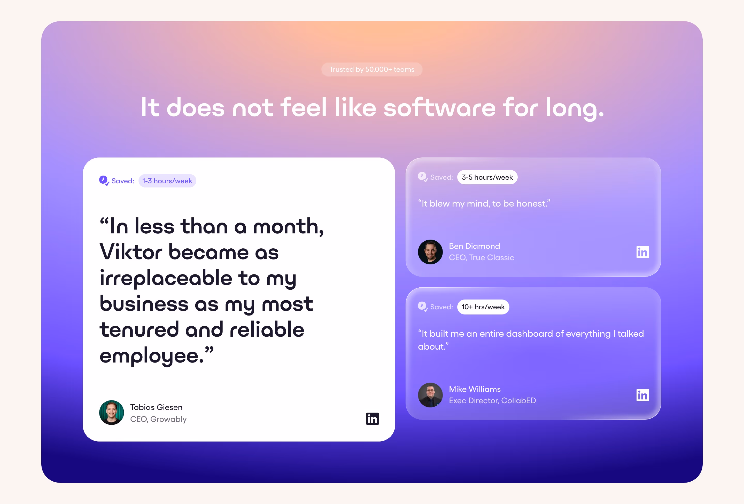 Viktor testimonial design — Productivity