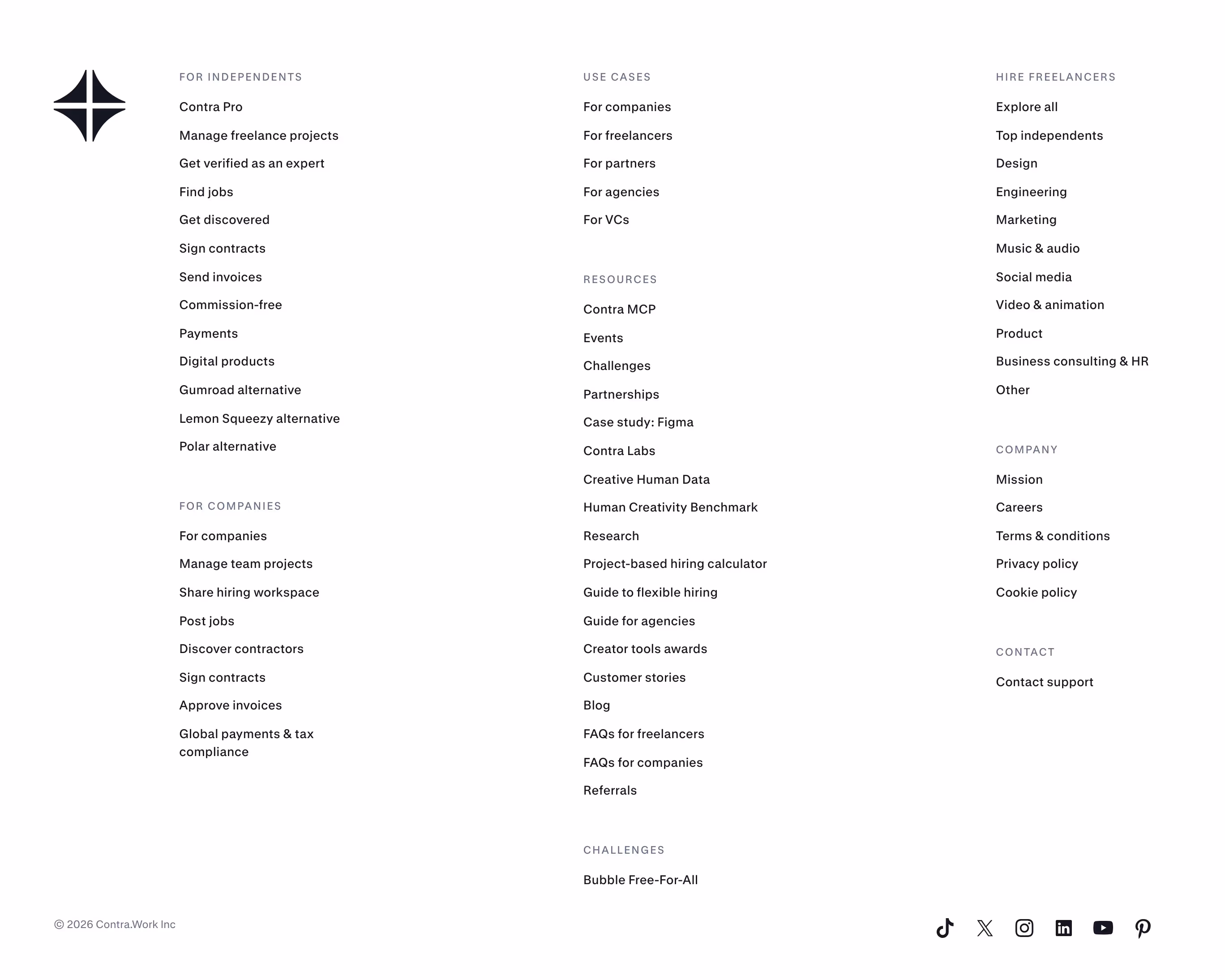 Contra Footers section design