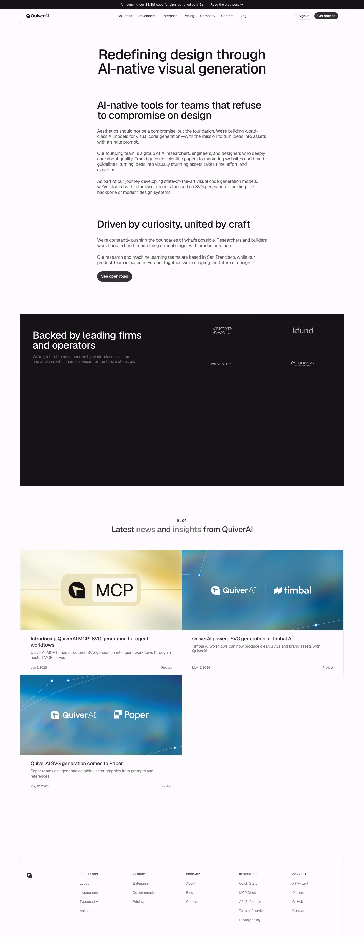 Quiver About Us section design