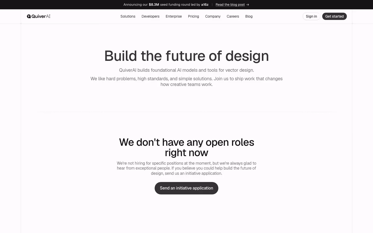 Quiver Careers pages section design