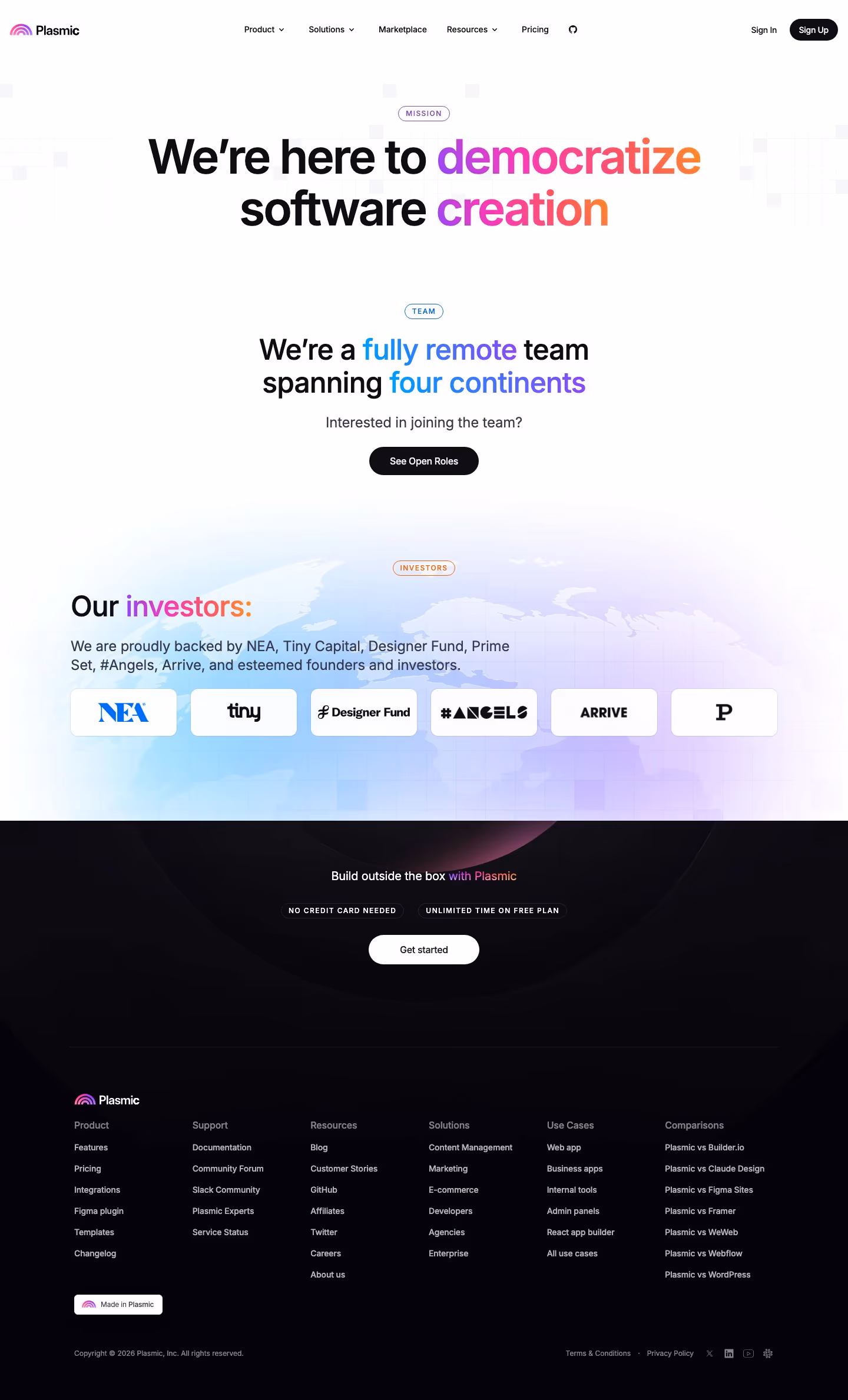 Plasmic About Us section design