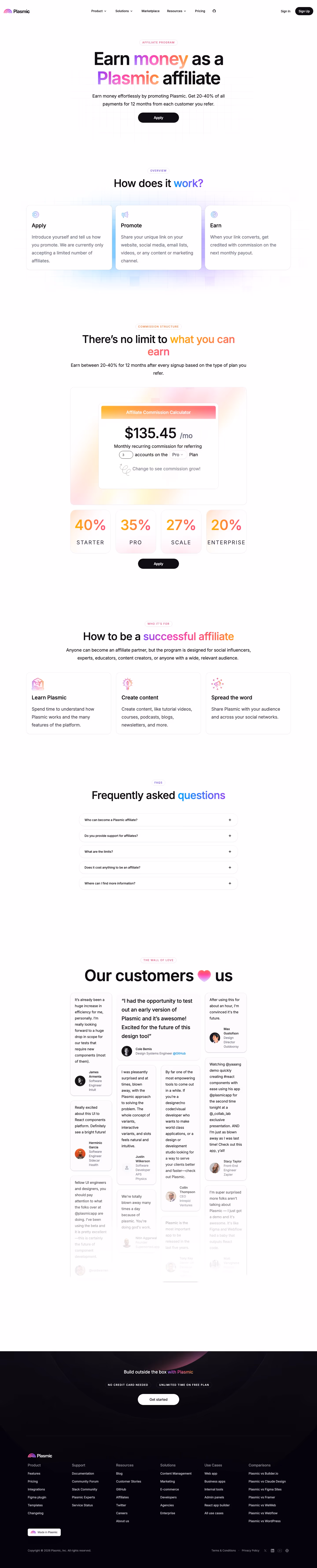 Plasmic Affiliate pages section design